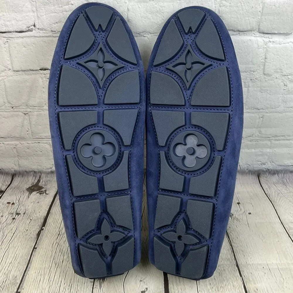 Louis Vuitton LV Driver Moccasins Men’s 10 M Blue Suede Leather NEW with Box Bag
